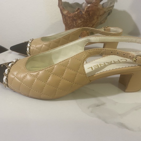 Chanel two tone slingback pumps heels size 7 - Picture 4 of 11